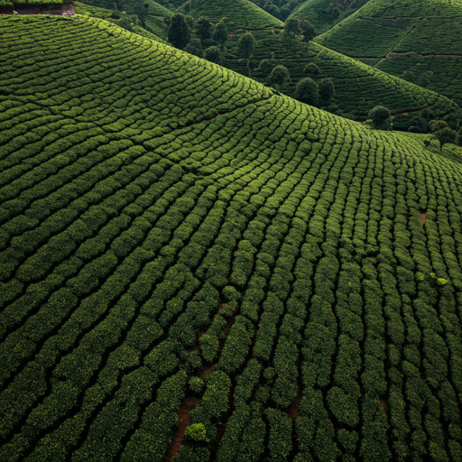 Aerial view of lush green tea plantation near Thankamani